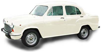 Ambassador car with indian driver